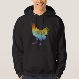 Dia De Los Muertos Rainbow Rooster Skull Cockerel Hoodie