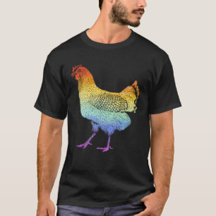 Dia De Los Muertos Rainbow Rooster Skull Cockerel T-Shirt