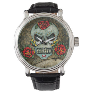 Dia De Los Muertos Rose Sugar Skull Watch