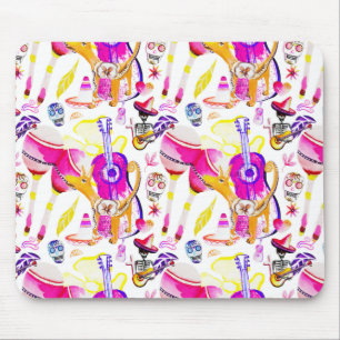 Dia De Los Muertos- Skeleton, Dog, Mexican Music Mouse Pad