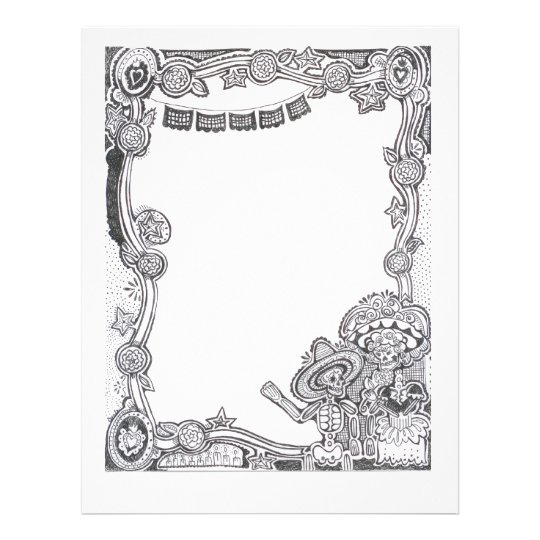 Dia De Los Muertos Skeleton Frame - Letterhead | Zazzle.ca