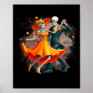 Dia De Los Muertos Skeletons Dancing Mexican Sugar Poster