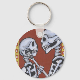 dia de los muertos skeletons in love keychain