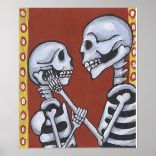 dia de los muertos skeletons in love print