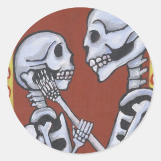 Dia de los muertos skeletons in love sticker