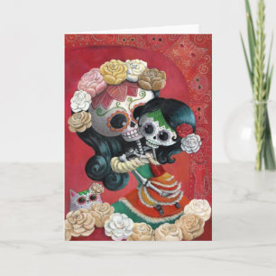 Dia de Los Muertos Skeletons Mother and Daughter Card