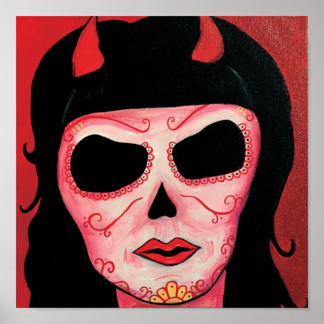 Dia de los Muertos Skeletons Satan Print (Front)