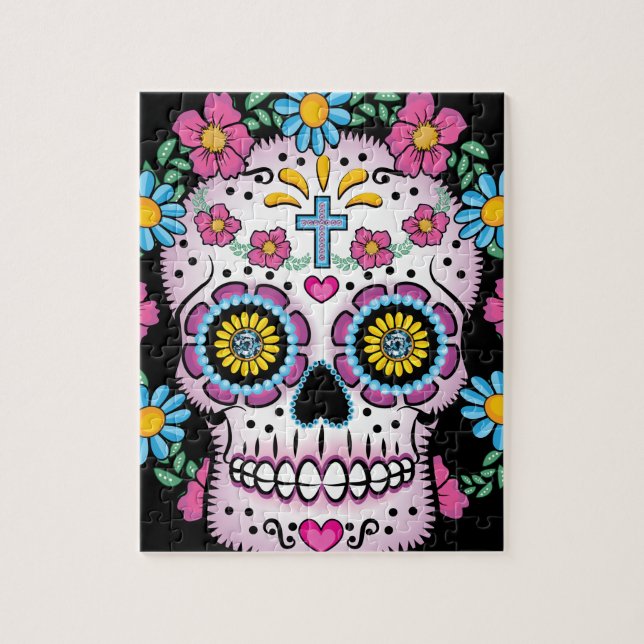 Dia de los Muertos Skull Jigsaw Puzzle (Vertical)