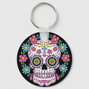 Dia de los Muertos Skull Keychain