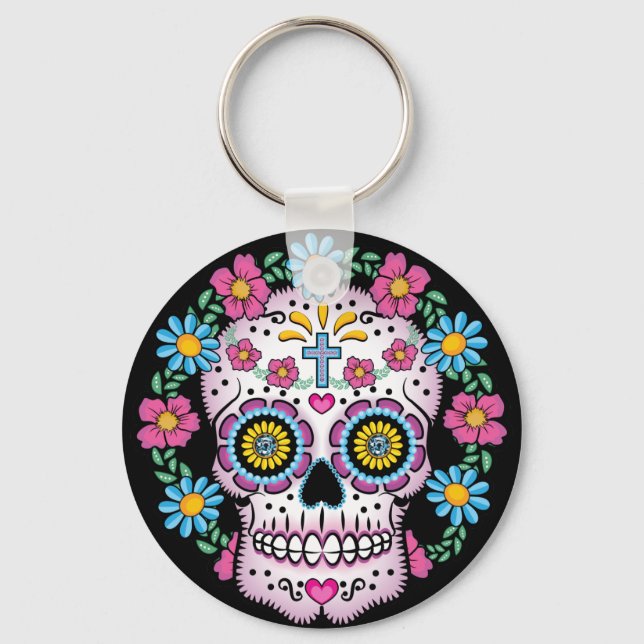 Dia de los Muertos Skull Keychain (Front)