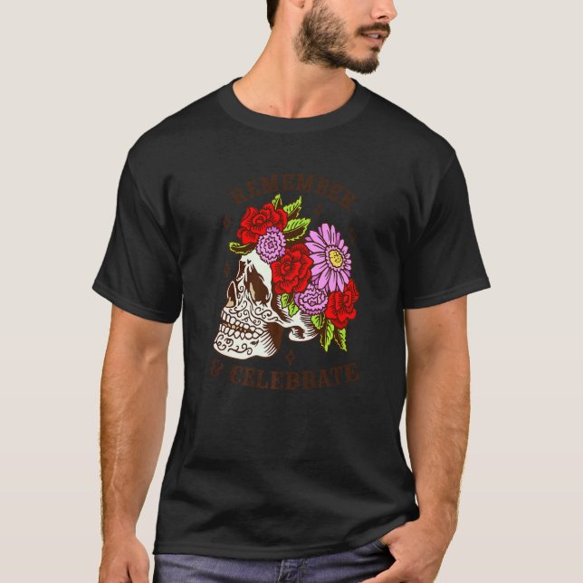 Dia De Los Muertos Skull Mask Roses Premium T-Shirt (Front)