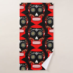 Día De Los Muertos Skull Print Bath Towel Set
