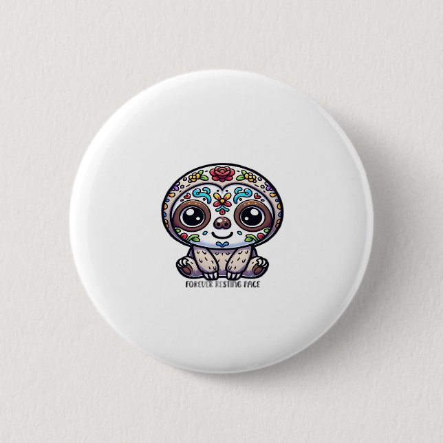 Dia De Los Muertos Sloth Active T-Shirt 2 Inch Round Button (Front)