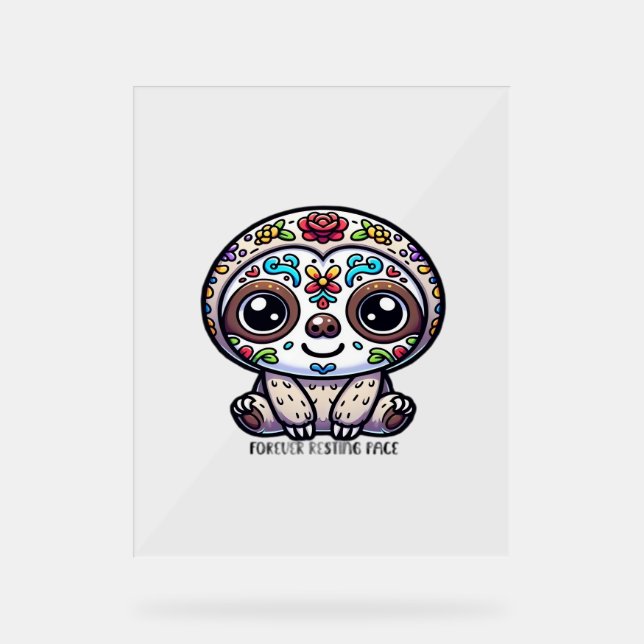 Dia De Los Muertos Sloth Active T-Shirt Acrylic Sign (Front)