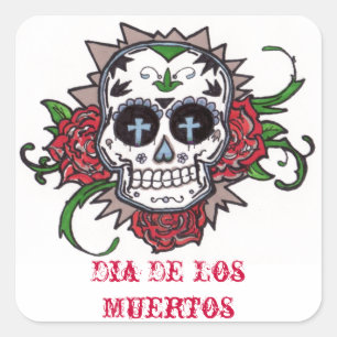 dia de los muertos square sticker