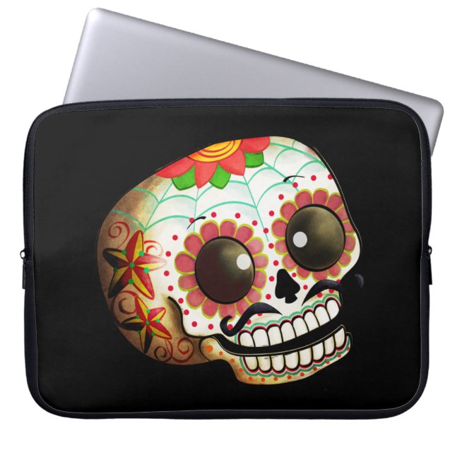 Dia de Los Muertos Sugar Skull Art Laptop Sleeve (Front)