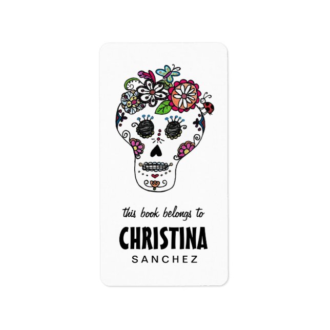 Dia de Los Muertos, Sugar Skull, Bookplates Label (Front)