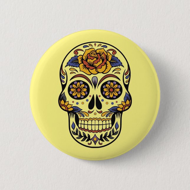 Dia de los muertos -- Sugar Skull Button (Front)