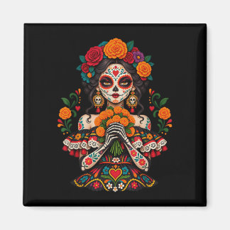 Dia de los muertos sugar skull catrina dead day magnet