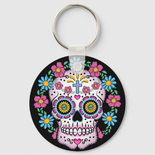 Dia de los Muertos Sugar Skull Keychain