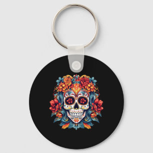 Dia De Los Muertos Sugar Skull La Catrina Keychain