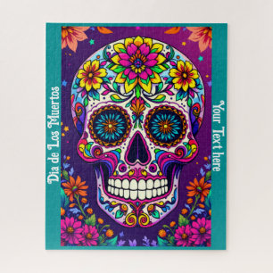 Dia de Los Muertos Sugar Skull Personalized Text Jigsaw Puzzle