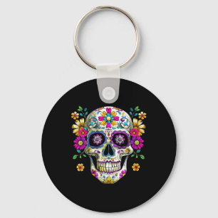 Dia De Los Muertos Sugar Skull Tee Cinco De Mayo  Keychain