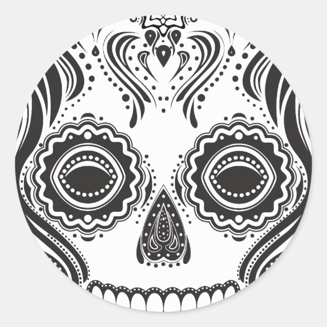 Dia de los Muertos That Girl Skull Classic Round Sticker (Front)