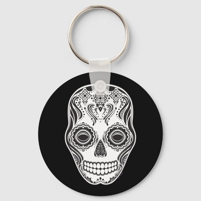 Dia de los Muertos That Girl Skull Keychain (Front)
