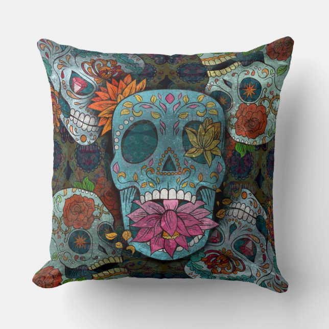 Dia De Los Muertos Throw Pillow (Front)