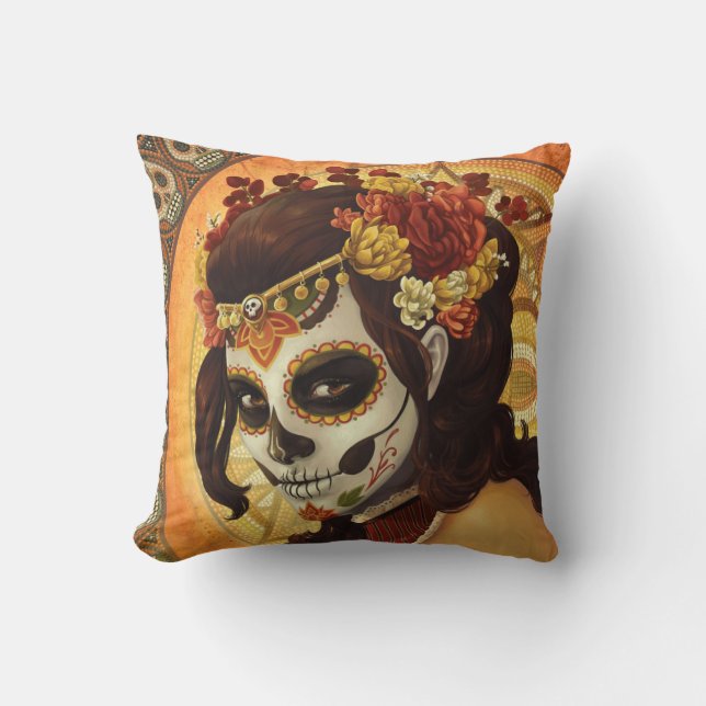 Dia De Los Muertos Throw Pillow (Front)
