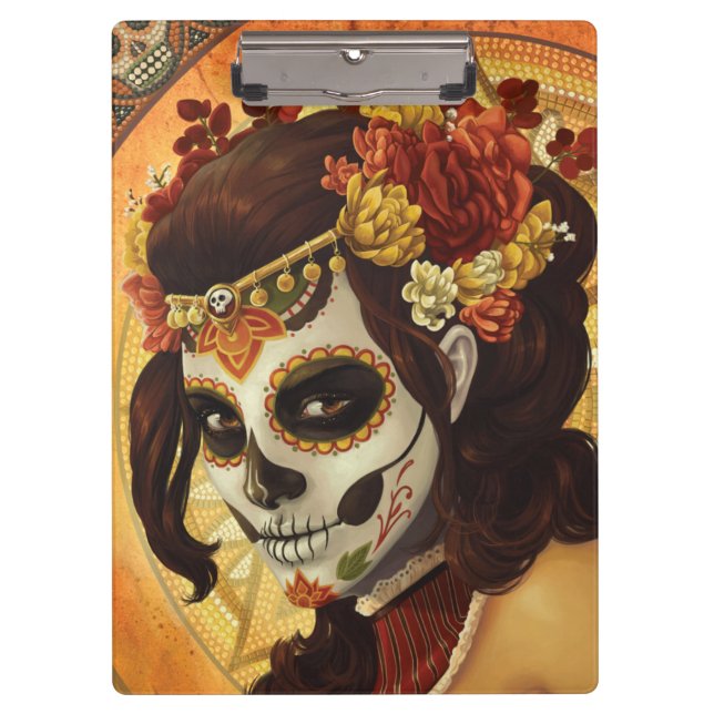 Dia De Los Muertos Throw Pillow Clipboard (Front)