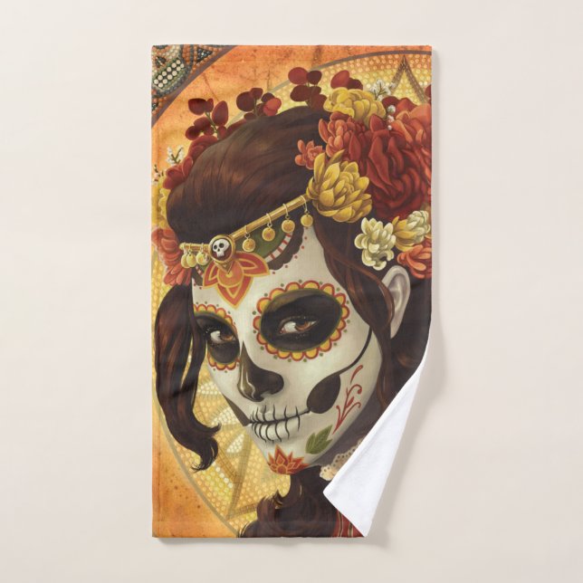 Dia De Los Muertos Throw Pillow Hand Towel (Hand Towel)