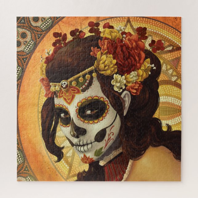 Dia De Los Muertos Throw Pillow Jigsaw Puzzle (Vertical)