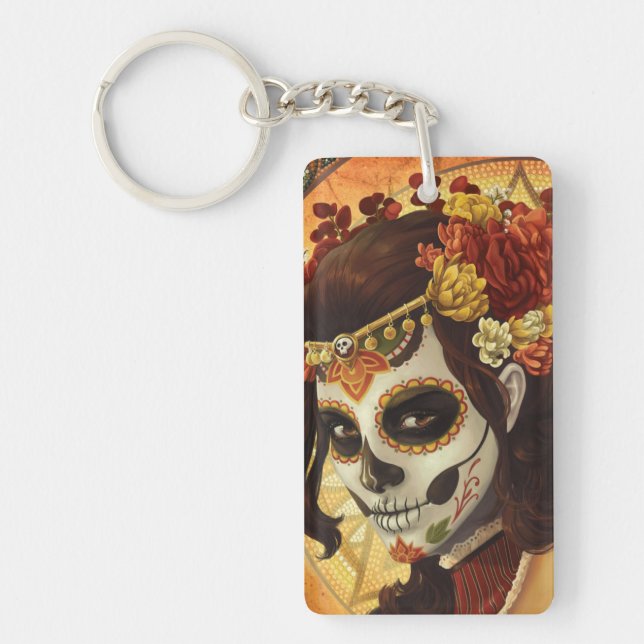 Dia De Los Muertos Throw Pillow Keychain (Front)