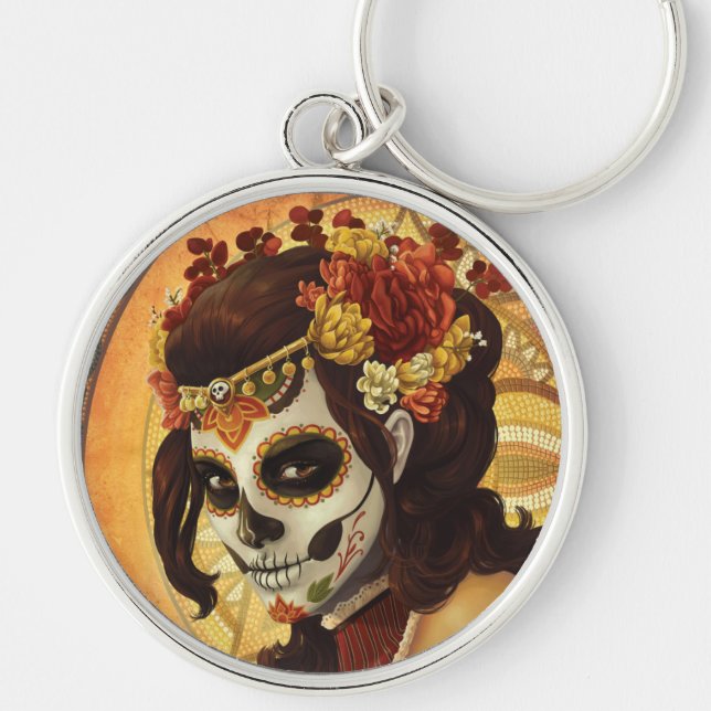 Dia De Los Muertos Throw Pillow Keychain (Front)