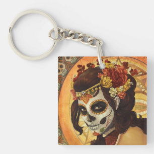 Dia De Los Muertos Throw Pillow Keychain