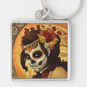 Dia De Los Muertos Throw Pillow Keychain