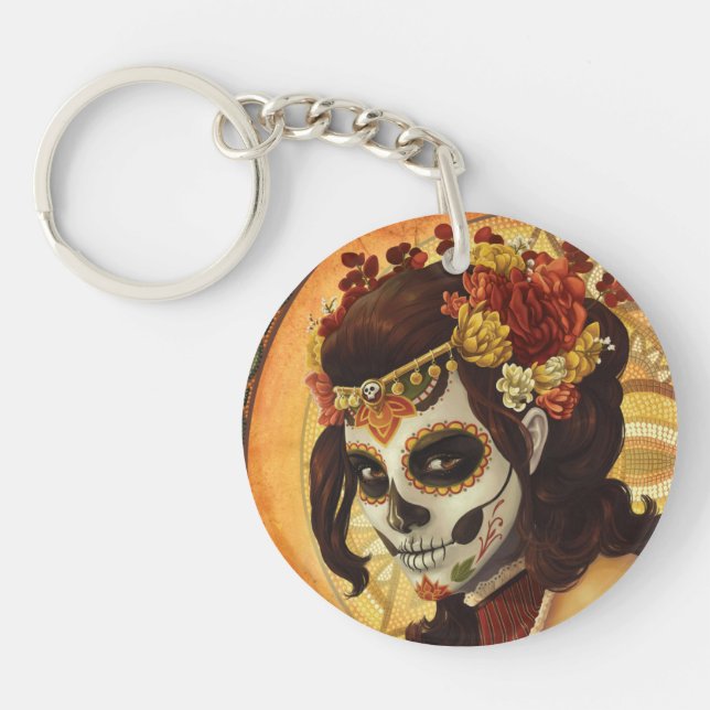Dia De Los Muertos Throw Pillow Keychain (Front)