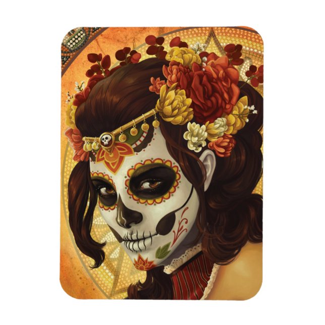 Dia De Los Muertos Throw Pillow Magnet (Vertical)