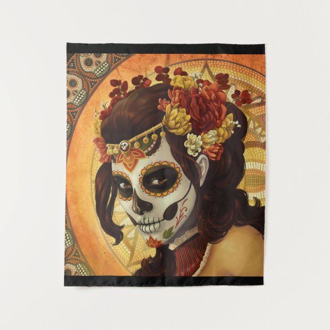 Dia De Los Muertos Throw Pillow Tapestry (Front)