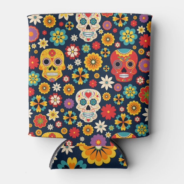 Dia de los Muertos Vintage Can Cooler (Front)