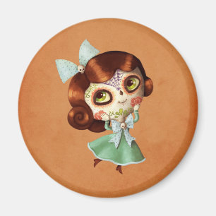 Dia de Los Muertos Vintage Doll Magnet