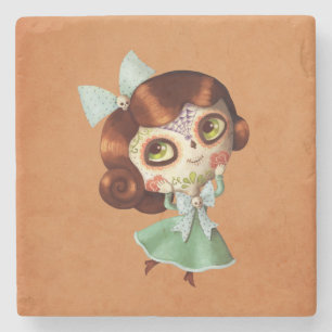 Dia de Los Muertos Vintage Doll Stone Coaster