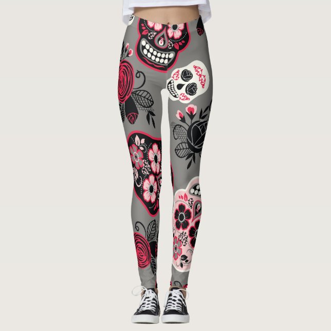 Dia de los Muertos: Vintage Pattern Leggings (Front)