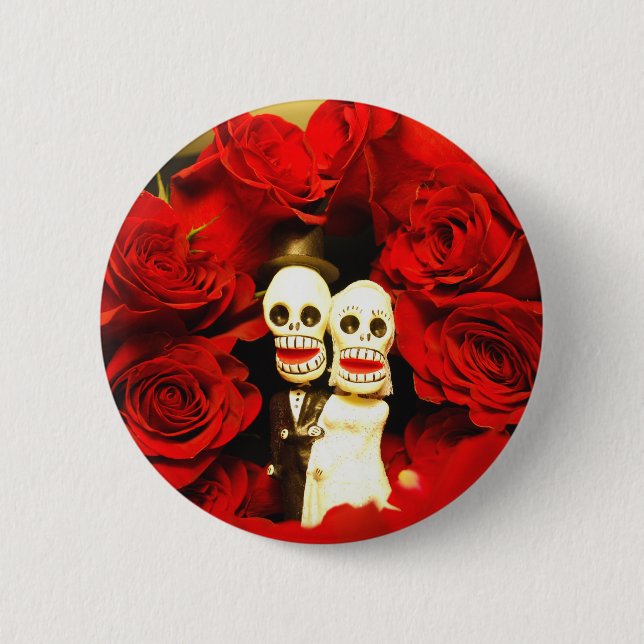 Dia de los Muertos Wedding 2 Inch Round Button (Front)