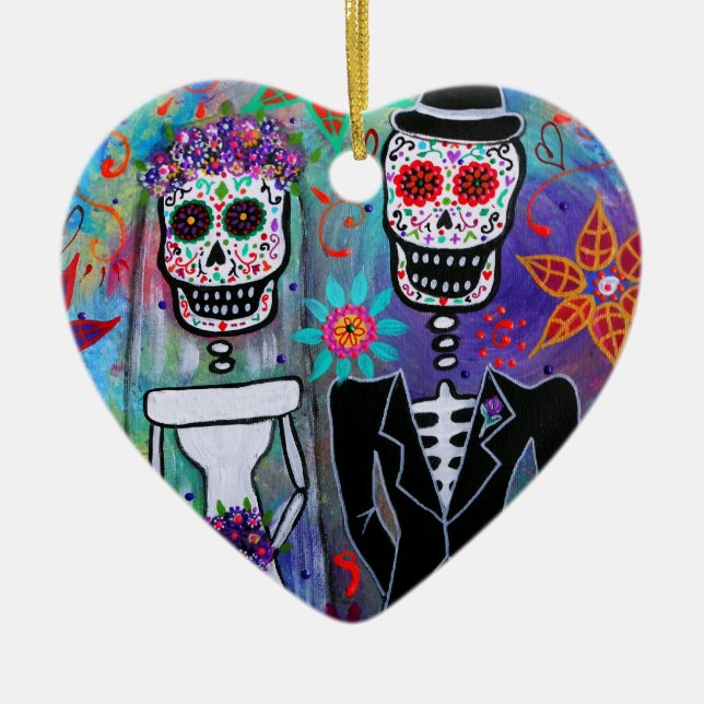 DIA DE LOS MUERTOS WEDDING CERAMIC ORNAMENT (Front)