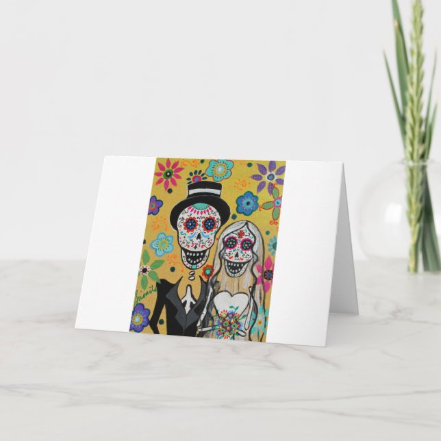 dIA DE LOS mUERTOS wEDDING cOUPLE Card (Front)