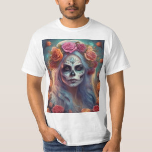 Día de los Muertos Woman with Roses T-Shirt