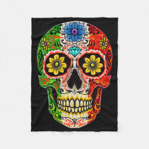 Dia De Muertos Cinco De Mayo Sugar Skull Mexican F Fleece Blanket